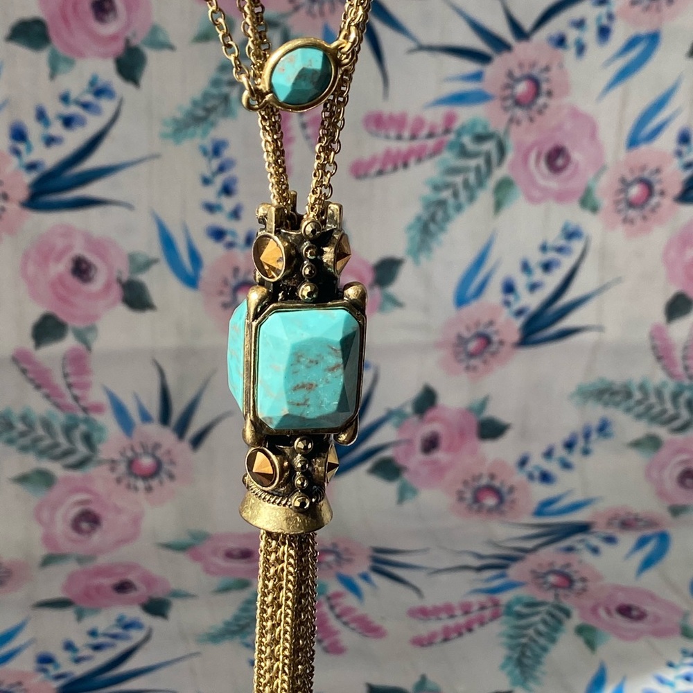 Lucky Brand Bronze necklace with natural stone